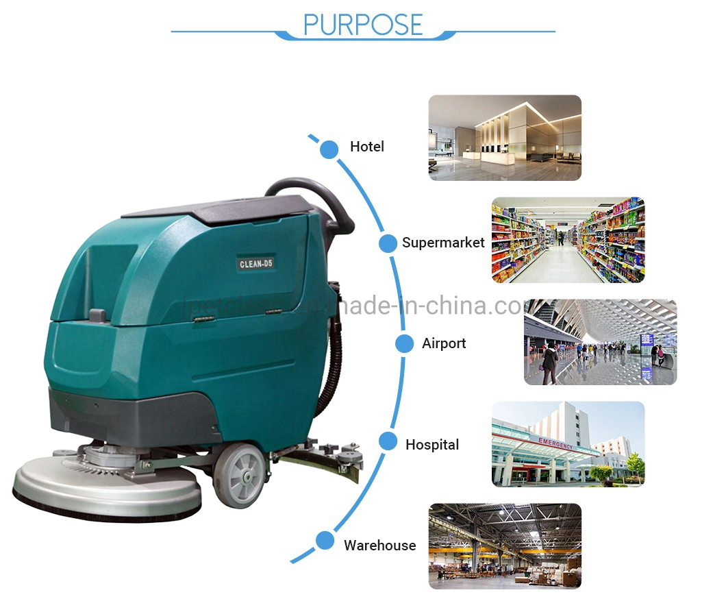 Automatic 550W 60L Floor Cleaning Machine Walk Behind Scrubber Dryer